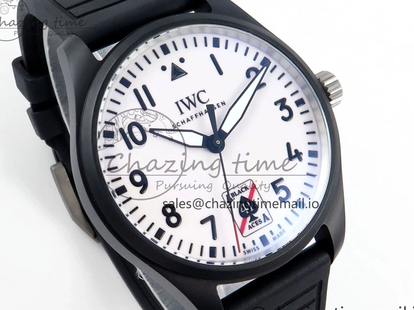 MIROTIME 0117 TravelReady Pilot IW326905 Black Aces M+F 1:1 Best Edition White Dial on Black Rubber Strap MY 7000